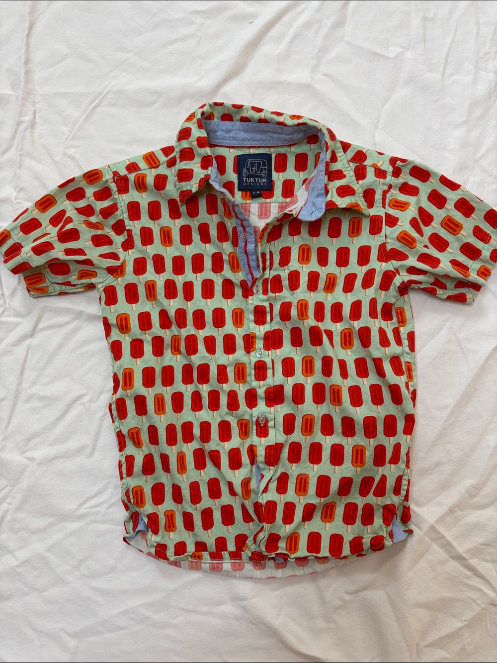 Kids Red Popsicle Print Button-Down Shirt